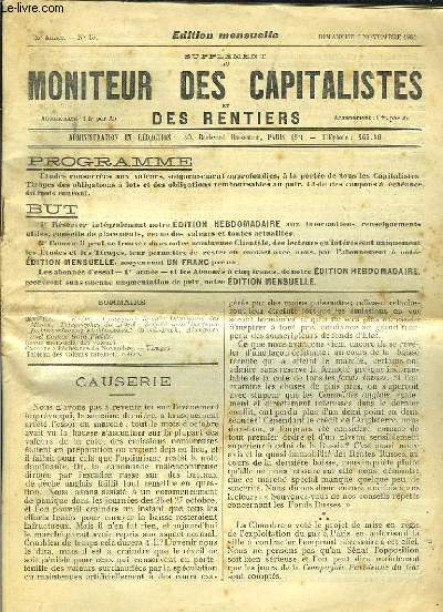 Moniteur des Capitalistes et des Rentiers. N45 - 25me anne.