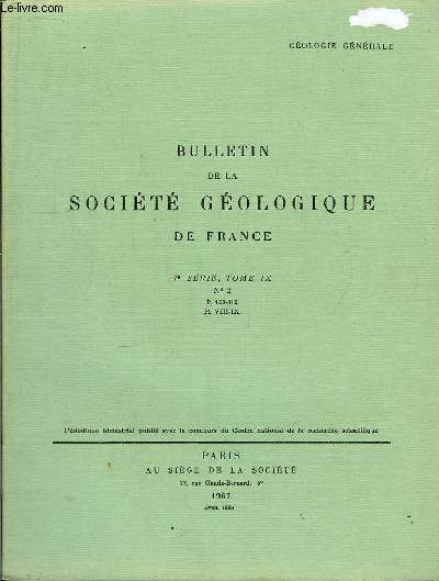 Bulletin de la Socit Gologique de France. N2 - TOME IX