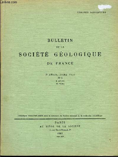 Bulletin de la Socit Gologique de France. N3 - TOME VIII