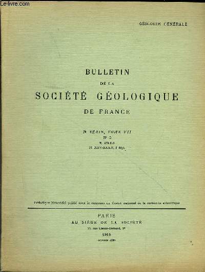 Bulletin de la Socit Gologique de France. N5 - TOME VII