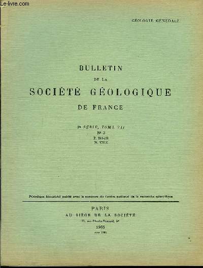Bulletin de la Socit Gologique de France. N3 - TOME VII