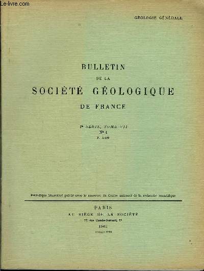 Bulletin de la Socit Gologique de France. N1 - TOME VII