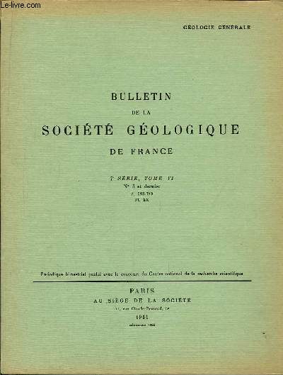 Bulletin de la Socit Gologique de France. N5 - TOME VI
