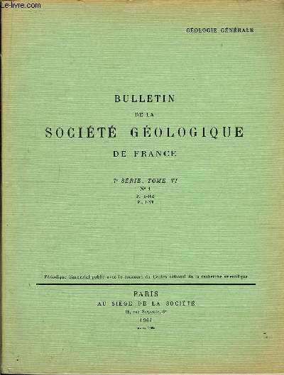 Bulletin de la Socit Gologique de France. N 1- TOME VII