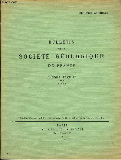 Bulletin de la Socit Gologique de France. N 1- TOME VII