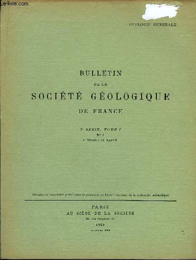 Bulletin de la Socit Gologique de France. N8 - TOME I
