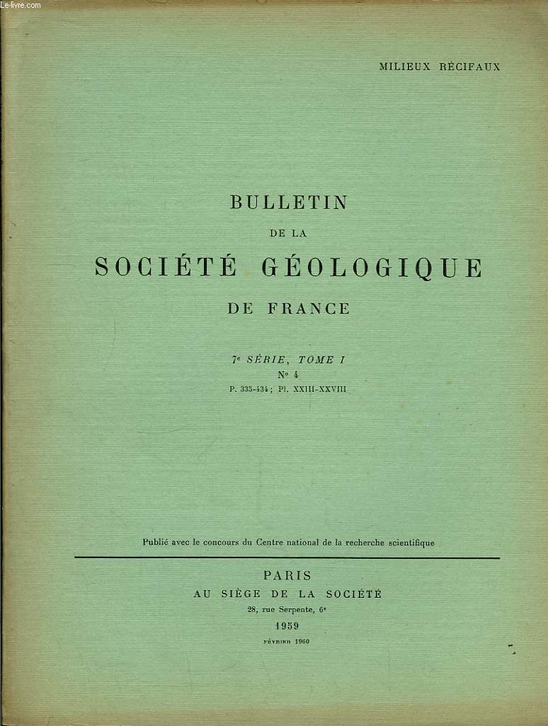 Bulletin de la Socit Gologique de France. N 4- TOME I