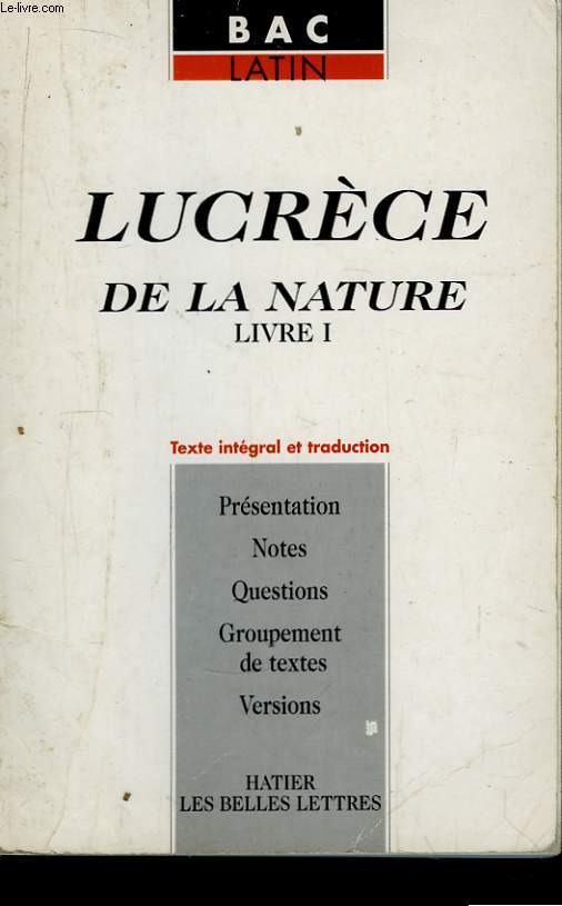 Lucrce de la Nature. Livre 1