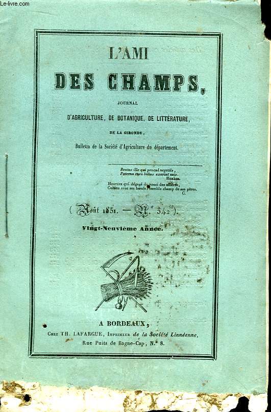 L'Ami des Champs. N342, 29me anne.