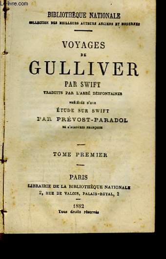 Voyages de Gulliver. 2 Tomes en un seul volume.