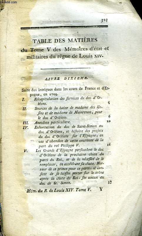 Oeuvres Compltes de Louis de Saint-Simon. TOME V : Mmoire secrets du Rgne de Louis XIV, Tome 5
