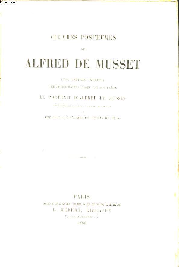 Oeuvres posthumes de Alfred de Musset.