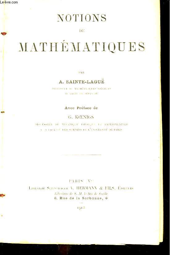 Notions de Mathmatiques.