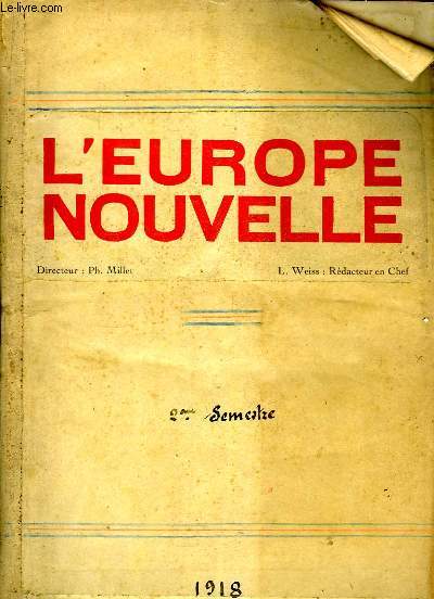 L'Europe Nouvelle. Anne 1918, 2nd semestre (Du n26 au n51)