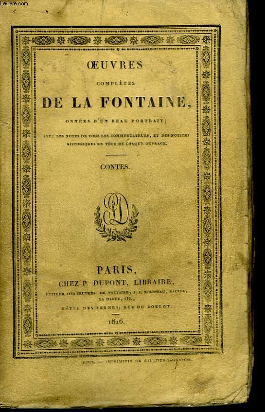 Oeuvres compltes de La Fontaine. Tome III : Contes.