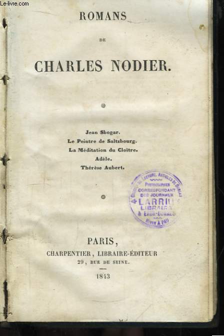 Romans de Charles Nodier.