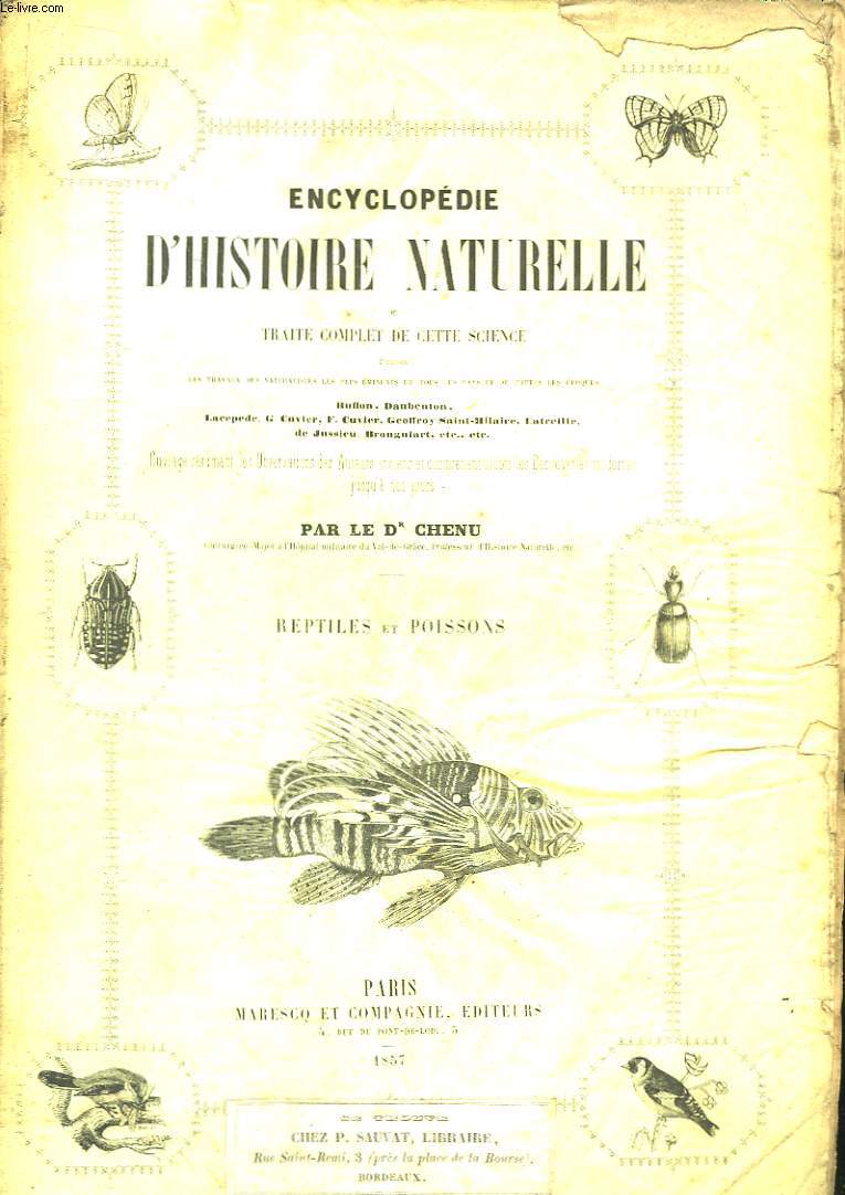Encyclopdie d'Histoire Naturelle. Reptiles et Poissons + Tables gnrales alphabtiques