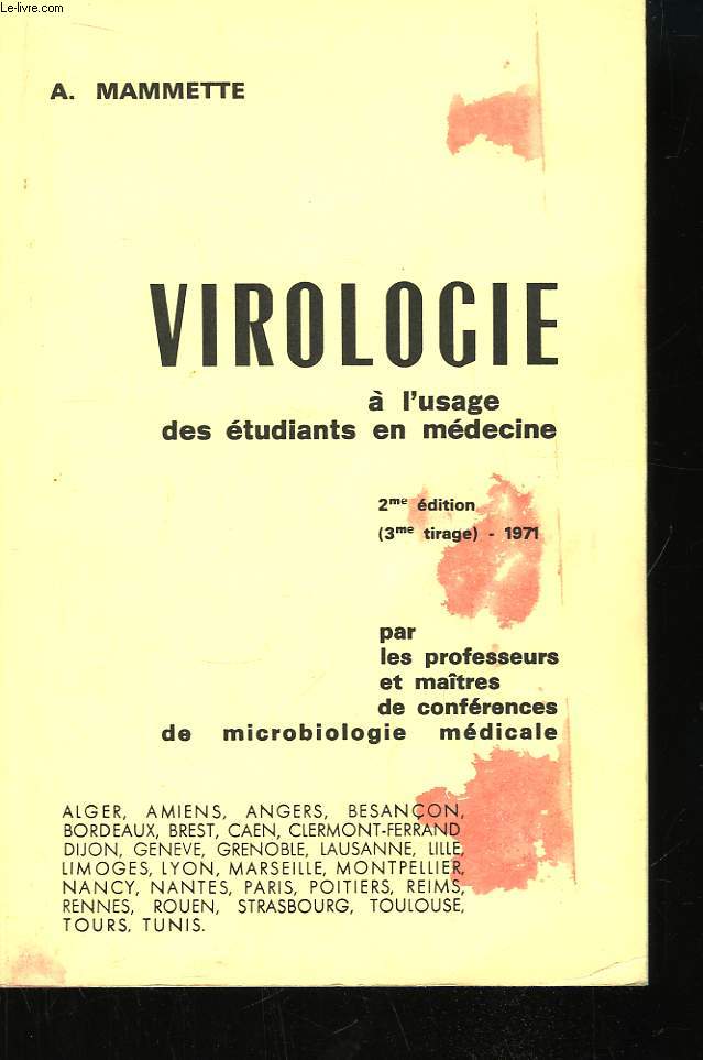 Virologie  l'usage des tudiants en Mdecine.