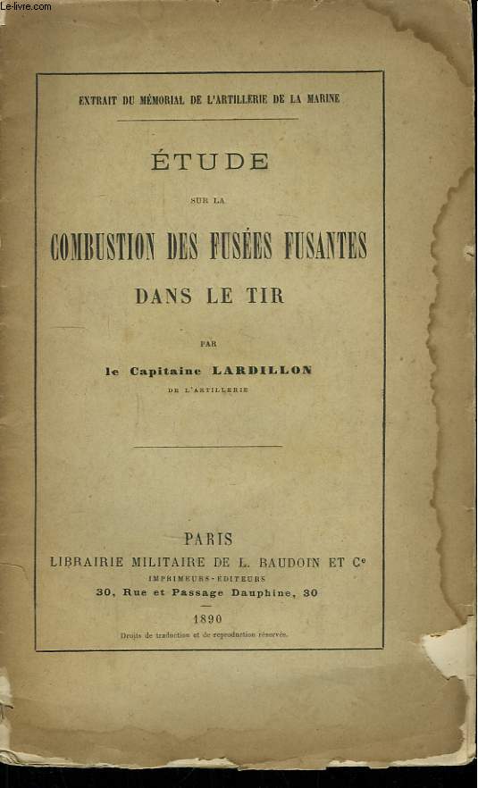 Etude sur la Combustion des Fuses Fusantes, dans le Tir.