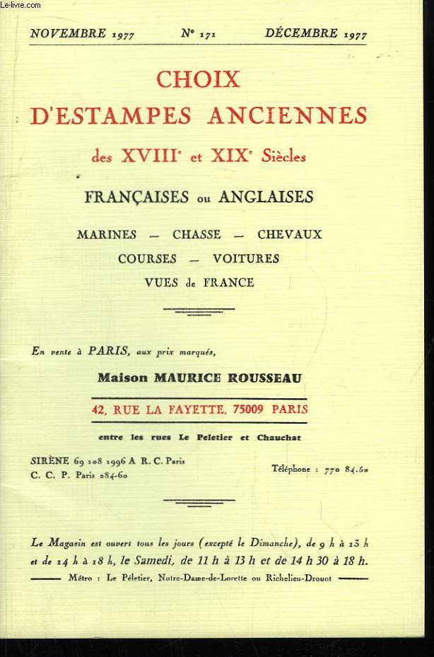 Choix d'Estampes Anciennes des XVIIIe et XIXe sicles; rfanaises ou anglaises.