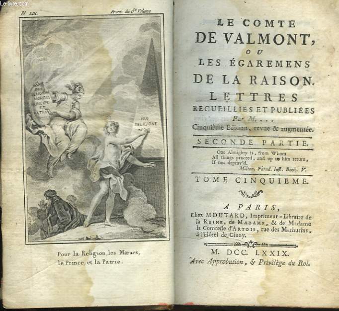 Le Comte de Valmont, ou les Egarements de la Raison. 2nde partie, TOME V