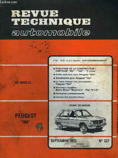 Revue Technique Automobile N°327 : Peugeot 