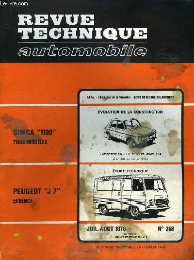Revue Technique Automobile N358 : Peugeot J7 Essence