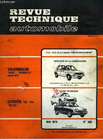 Revue Technique Automobile N389 : Citron GS 1130 et GS X3