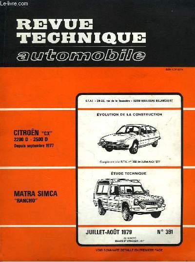 Revue Technique Automobile N391 : Matra Simca 