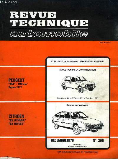 Revue Technique Automobile N395 : Citron CX Athena et CX Reflex.