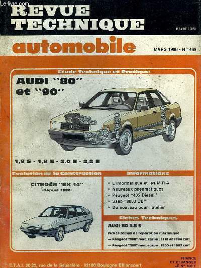 REVUE TECHNIQUE AUTOMOBILE N°489 AUDI 80 ET 90