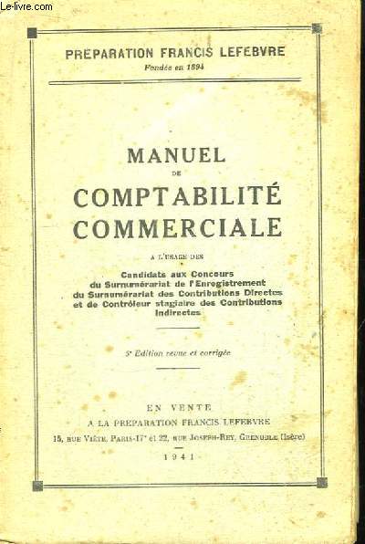 Manuel de Comptabilit Commerciale.