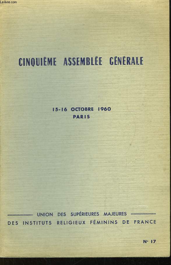 Cinquime Assemble Gnrale. 15 - 16 octobre 1960, Paris. N17