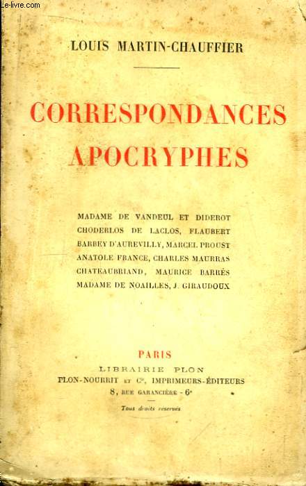 Correspondances Apocryphes.