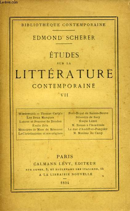 Etudes sur la Littrature Contemporaine. TOME VII