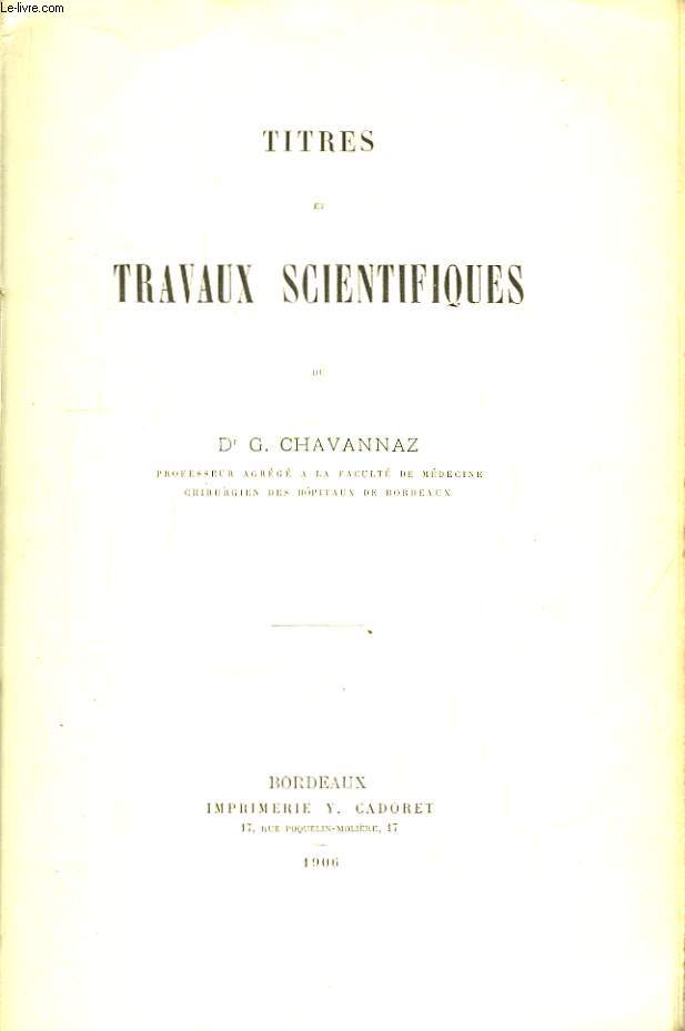 Titres et Travaux Scientifiques
