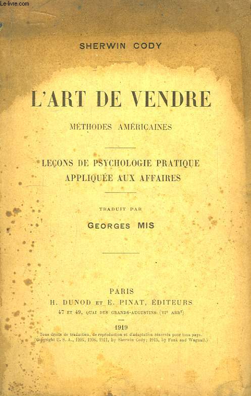 L'Art de Vendre. Mthodes amricaines.