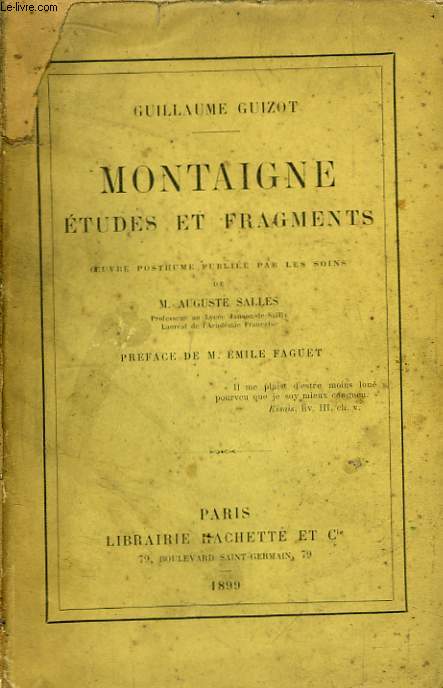 Montaigne. Etudes et Fragments.