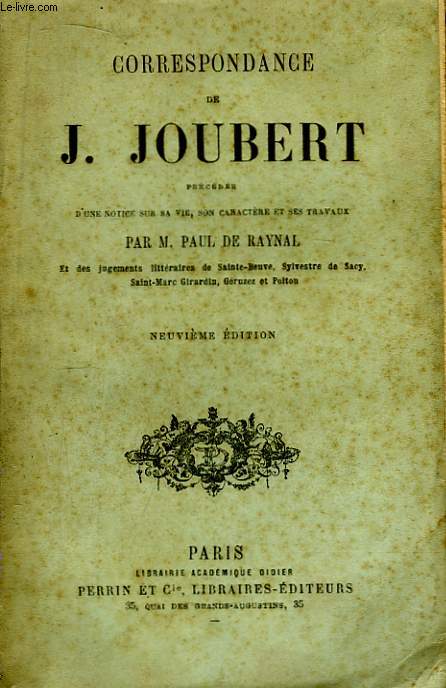 Correspondance de J. Joubert.
