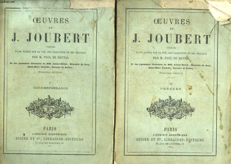 Oeuvres de J. Joubert. TOMES 1 et 2