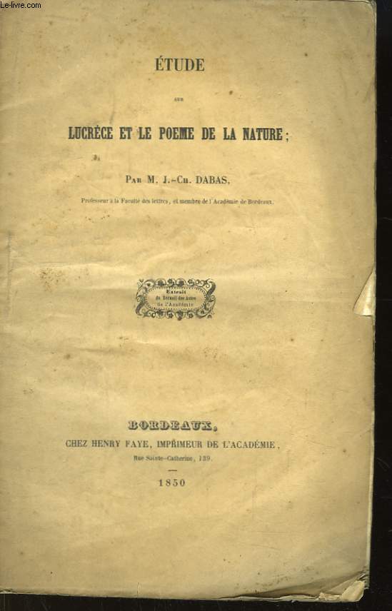 Etude sur Lucrce et le Pome de la Nature.