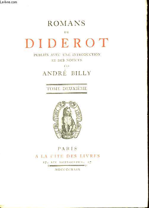 Romans de Diderot. TOME II : La Religieuse.