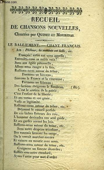 Recueil de Chansons Nouvelles, suivi d'un Chansonnier National et d'un Recueil de Romances et de Chansons