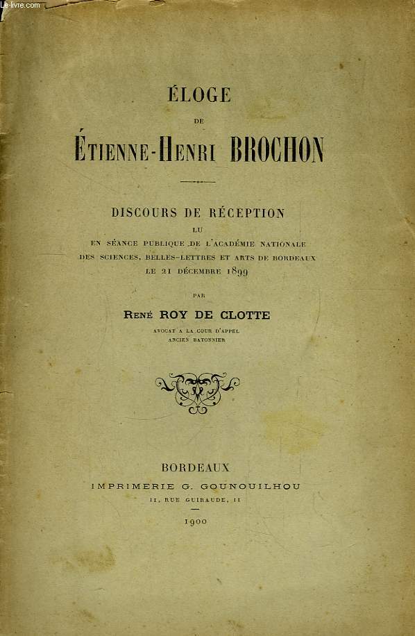 Eloge de Etienne-Henri Brochon.