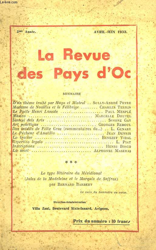 La Revue des Pays d'Oc n4 - 6, 2me anne.