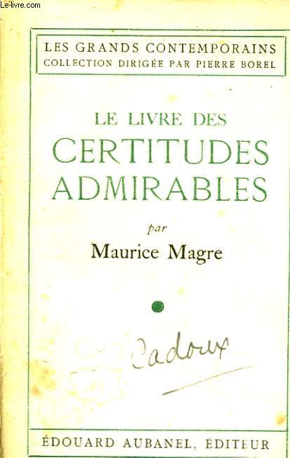 Le Livre des Certitudes Admirables.