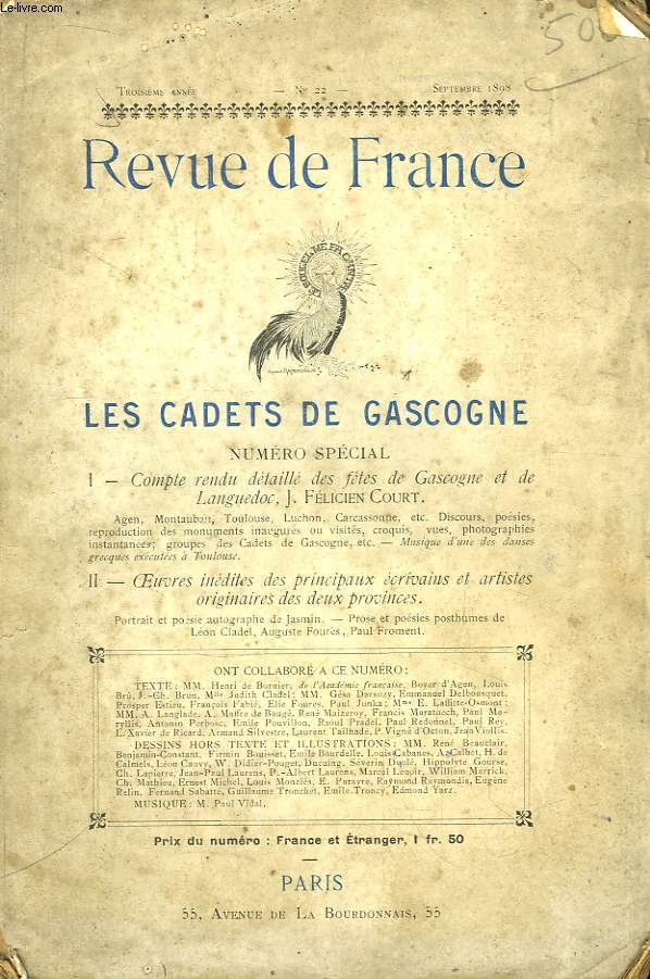 Revue de France. n22, 3me anne : Les Cadets de Gascogne.