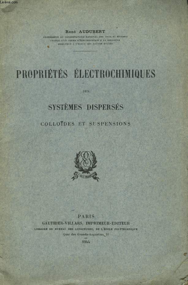 Proprits Electrochimiques des Systmes Disperss. Collodes et Suspensions.
