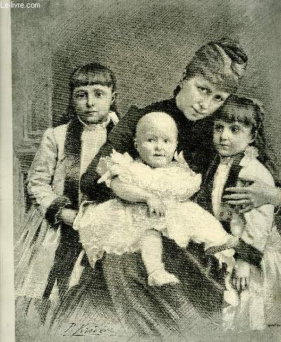 Portrait de Dona Marion Christiana, Rgente d'Espagne et ses enfants., extrait du journal hebdomadaire 