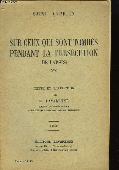 Sur ceux qui sont tombs pendant la perscution (De Lapsis)